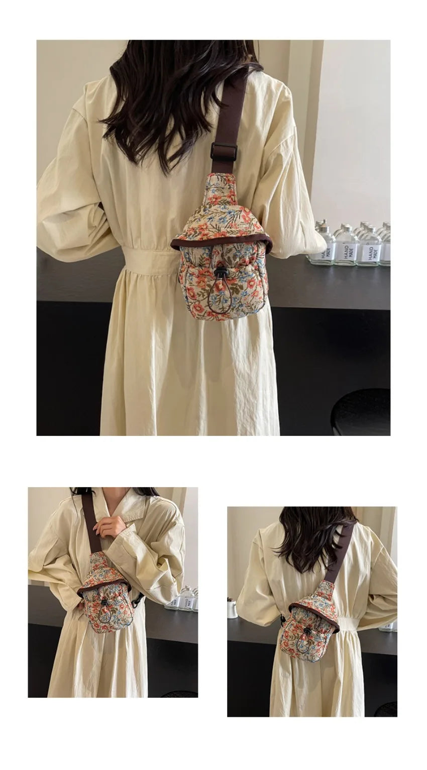 Bolso cruzado de moda para niñas y mujeres, bolso de teléfono de estilo chino, bolsillo en el pecho con estampado étnico, bolso de tela pequeño de un hombro, nuevo