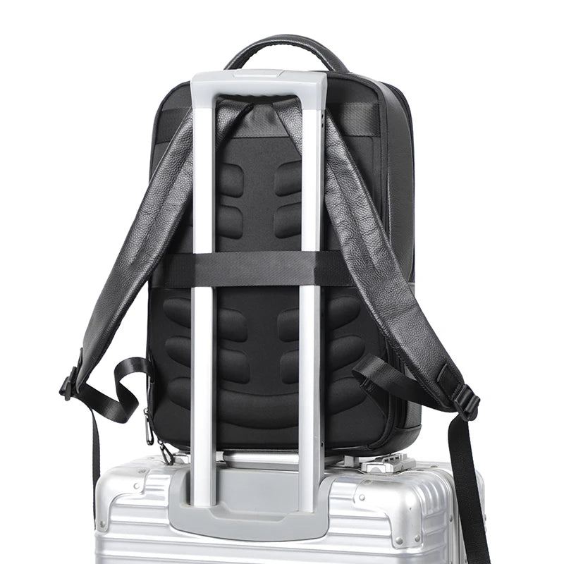 Mochila 100% de cuero de vaca Natural para ordenador portátil de 15,6 pulgadas, Mochila USB para hombre, bolso de viaje de cuero genuino, Mochila grande para niños