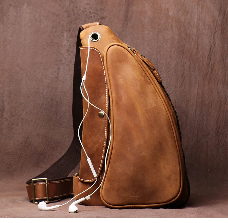 Guro-bolso de pecho de viaje de cuero genuino de alta calidad para hombre, satchel de lujo, cruzado de tendencia Vintage, bolsos de tirantes para deportes al aire libre de fin de semana