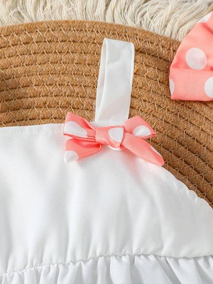 NOVEDAD DE VERANO 2025, Top con tirantes y estampado de helado para niña con pantalones cortos de lunares, conjunto informal de dos piezas para vacaciones