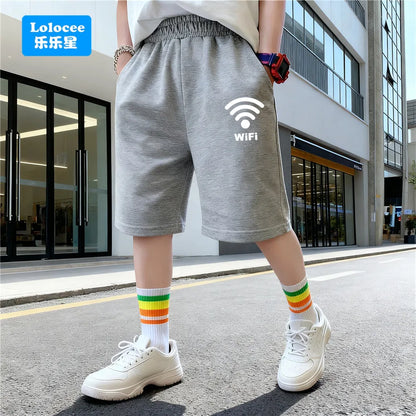 Pantalones cortos con estampado de araña a la moda para niños, moda informal de verano, pantalones sueltos y cómodos de cinco puntos, pantalones de chándal de algodón para adolescentes ZZ01