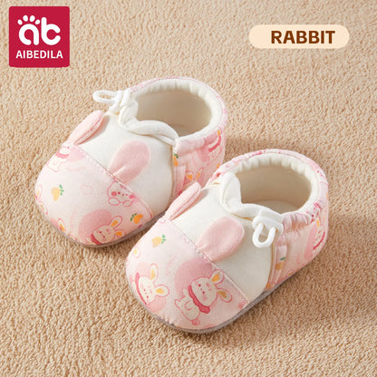 AIBEDILA, zapatos para caminar para niños, zapatos con patrón de animales de dibujos animados para recién nacidos, zapatos cálidos antideslizantes para el suelo, zapatos para niños y niñas de otoño de 10-12cm