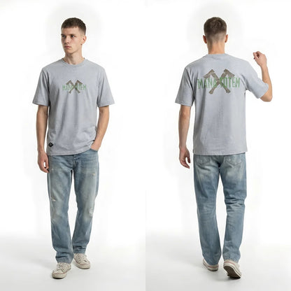 Men's T-shirt Print "AX" Face & Back Short Sleeve T Shirt Summer Casual Tops 100% cotton Fashion Slim Basic Tops Fabric Package