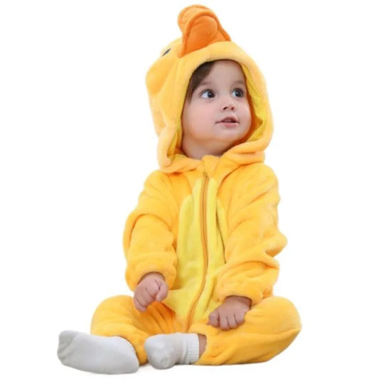 Pelele cálido de lana para bebés, niños y niñas con capucha, bonito disfraz de Animal de pato, pijamas para recién nacidos, traje para gatear de invierno