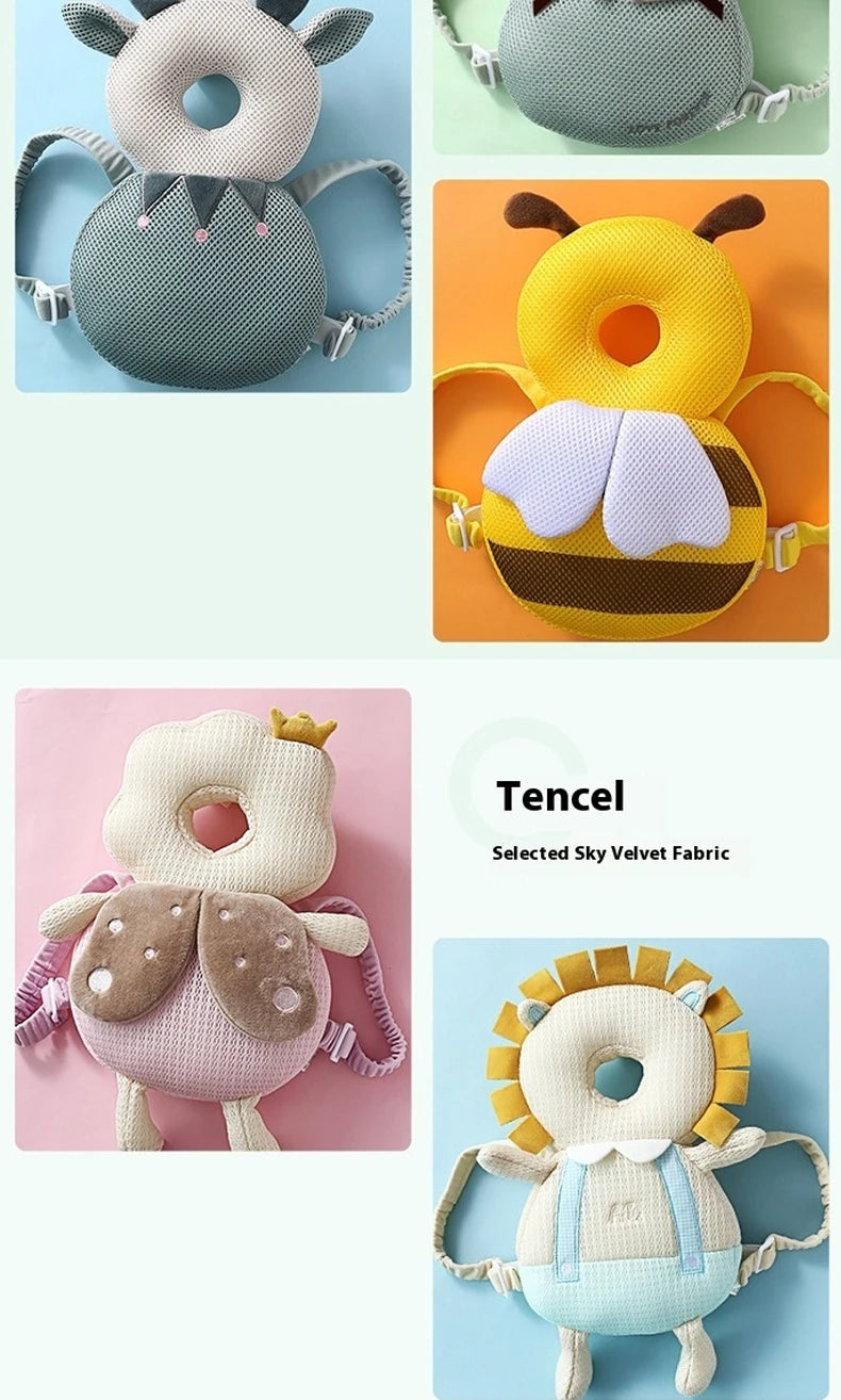 Andadores para bebés, cojín de protección para la cabeza, almohadilla de felpa de animales, correas ajustables, almohadilla protectora para bebés, regalo de ducha para niños pequeños