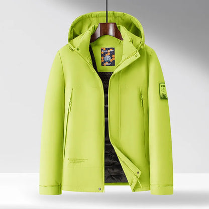 Chaqueta de algodón de mezcla de lana verde fluorescente de invierno 2025 para hombre - Chaqueta acolchada de algodón verde fluorescente (negro/rojo/caqui)