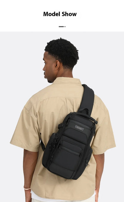 Bolso de pecho OZUKO, elegante bolso cruzado multifuncional, bolso cruzado de viaje ligero e impermeable para hombre