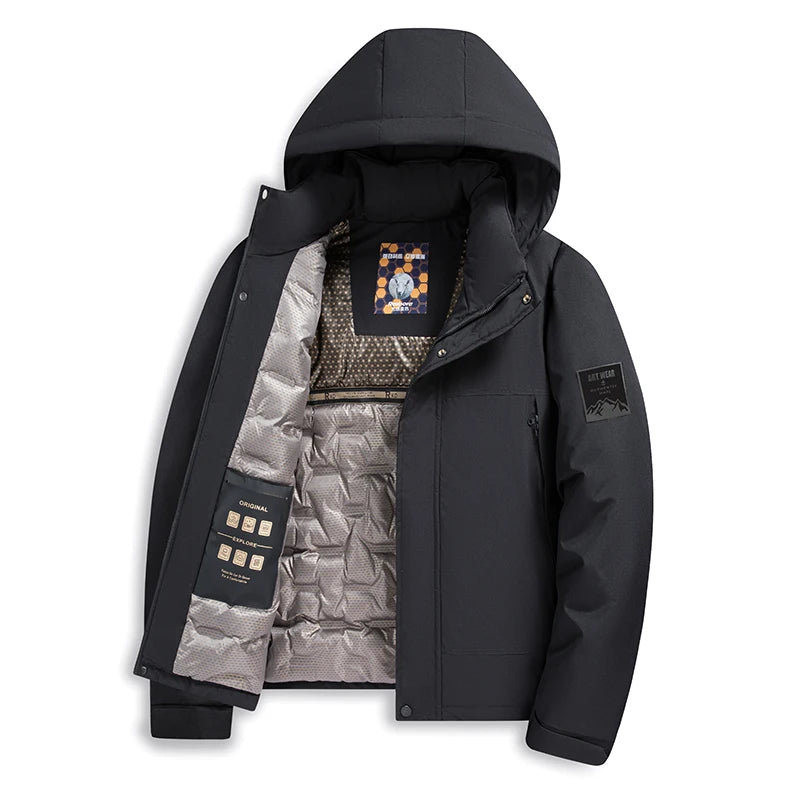 Chaqueta de algodón de mezcla de lana verde fluorescente de invierno 2025 para hombre - Chaqueta acolchada de algodón verde fluorescente (negro/rojo/caqui)