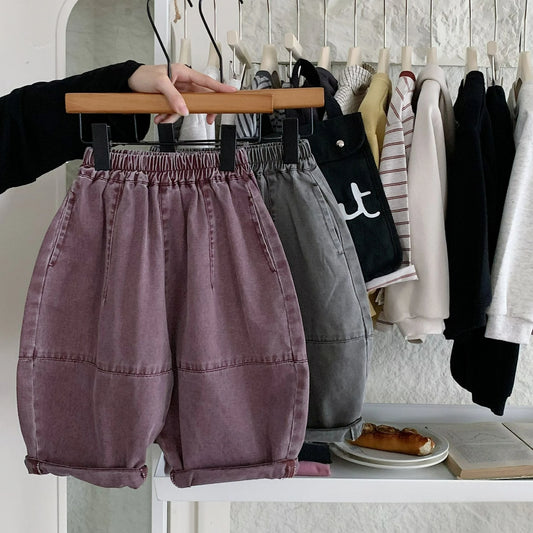 Pantalones informales para niños, pantalones holgados de estilo coreano japonés, vaqueros para niños y niñas, otoño 2026