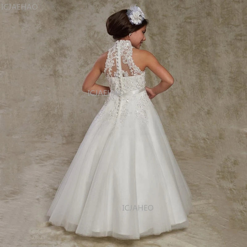 Vestido de Niña para Boda, Cumpleaños, Encaje, Flores, Princesa, Vestido Largo, Fiesta Formal, Celebración, Vestidos de Noche