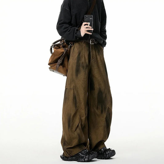Pantalones Vaqueros Rectos Retro Plisados Desgastados para Hombre, Moda Urbana, Estilo Cargo, Y2K Vintage, Juveniles, 2026