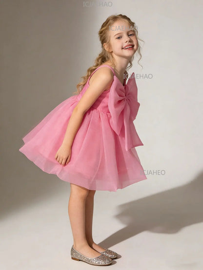 Vestido Formal de Verano 2026 para Niñas, Vestido de Tul Rosa para Niñas, Traje de Princesa para Fiesta de Primer Cumpleaños, Disfraz de Gala