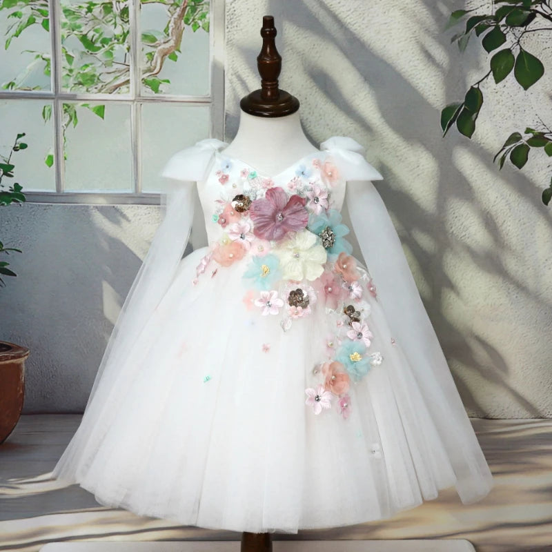 2026 elegante vestido de princesa para niñas vestido de presentador niños boda flor niña niños cumpleaños desfile fiesta vestidos formales disfraz
