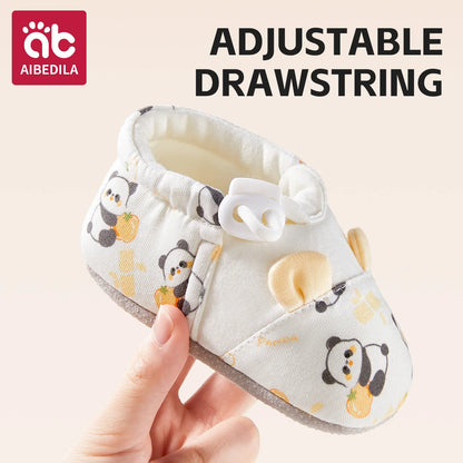 AIBEDILA, zapatos para caminar para niños, zapatos con patrón de animales de dibujos animados para recién nacidos, zapatos cálidos antideslizantes para el suelo, zapatos para niños y niñas de otoño de 10-12cm