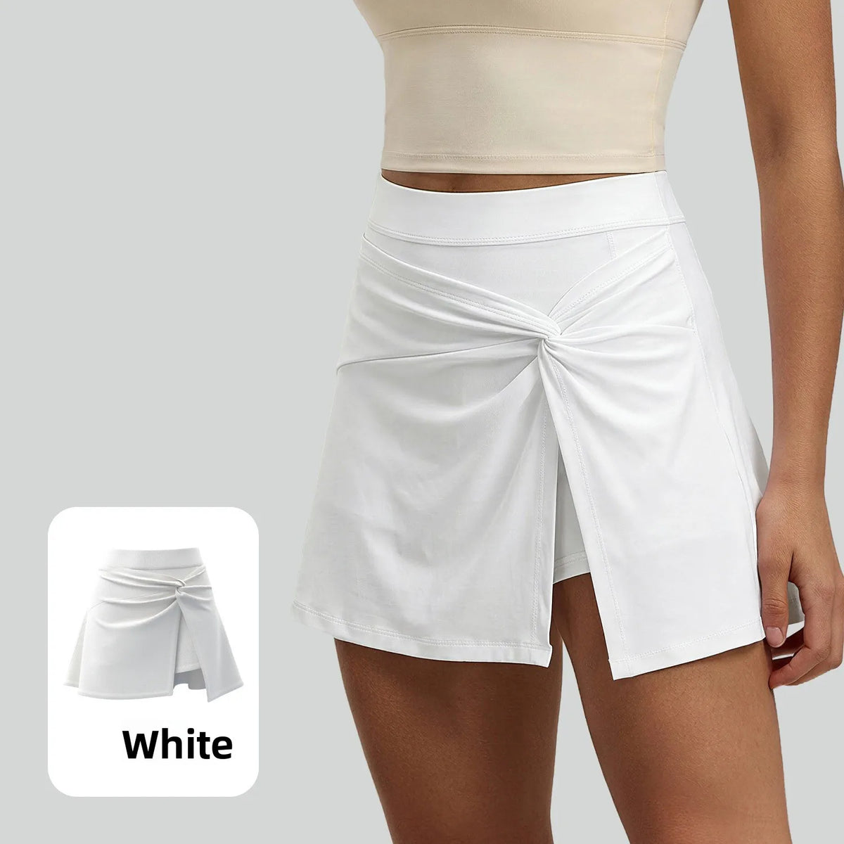 Falda deportiva para mujer, falda de tenis de cintura alta con nudo frontal, falda plisada con abertura discreta, minifalda transpirable con bolsillos, color rosa