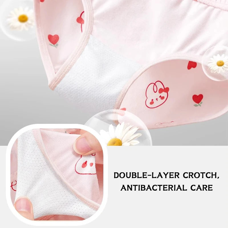 4 unids/lote de ropa interior para niñas, bragas bonitas de dibujos animados para niñas, calzoncillos transpirables de algodón para niños pequeños de 1 a 14 años