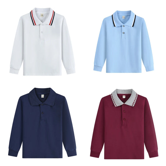 Polos para niños de manga larga de algodón para primavera y otoño, ropa para niños adolescentes, Polo bonito de Boutique para niños pequeños de 3 a 18 años