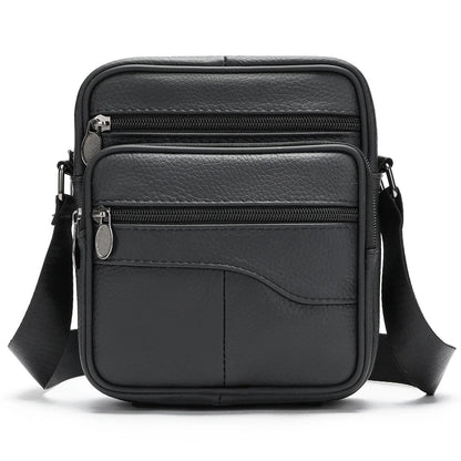 Bolso de hombro pequeño de piel de vaca de primera capa para hombre, bandolera de viaje de cuero genuino para ir al trabajo, bolso informal diario para teléfono móvil
