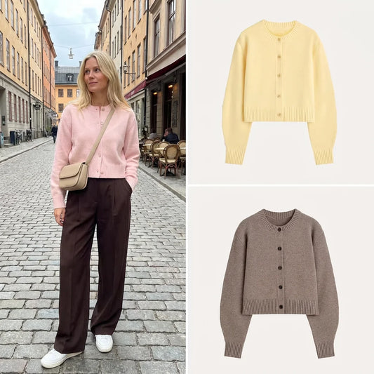 Cárdigan de punto de cuello redondo a la moda para mujer, estilo personalizado, ambiente cálido, novedad de invierno, suave, ...