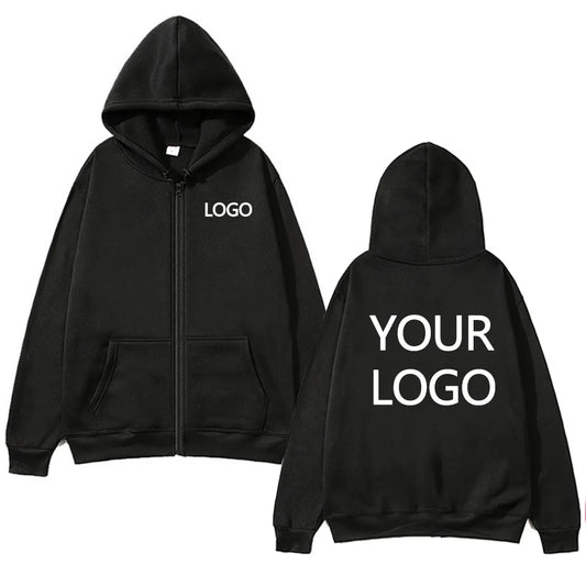 DIY Logotipo personalizado personalizado, sudadera con capucha de calle para hombre, sudadera deportiva con cremallera frontal, sudadera con capucha de punto informal para mujer, regalo para pareja