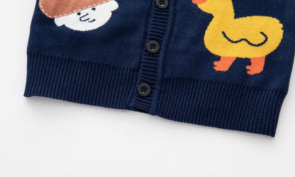 Suéter de invierno para niños y niñas, chaqueta con hebilla, prendas de punto de doble capa, algodón, novedad