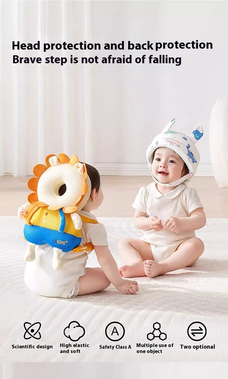 Andadores para bebés, cojín de protección para la cabeza, almohadilla de felpa de animales, correas ajustables, almohadilla protectora para bebés, regalo de ducha para niños pequeños