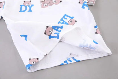 Ropa de dibujos animados para bebé, Camiseta con estampado de oso, pantalones cortos, 2 uds./Set