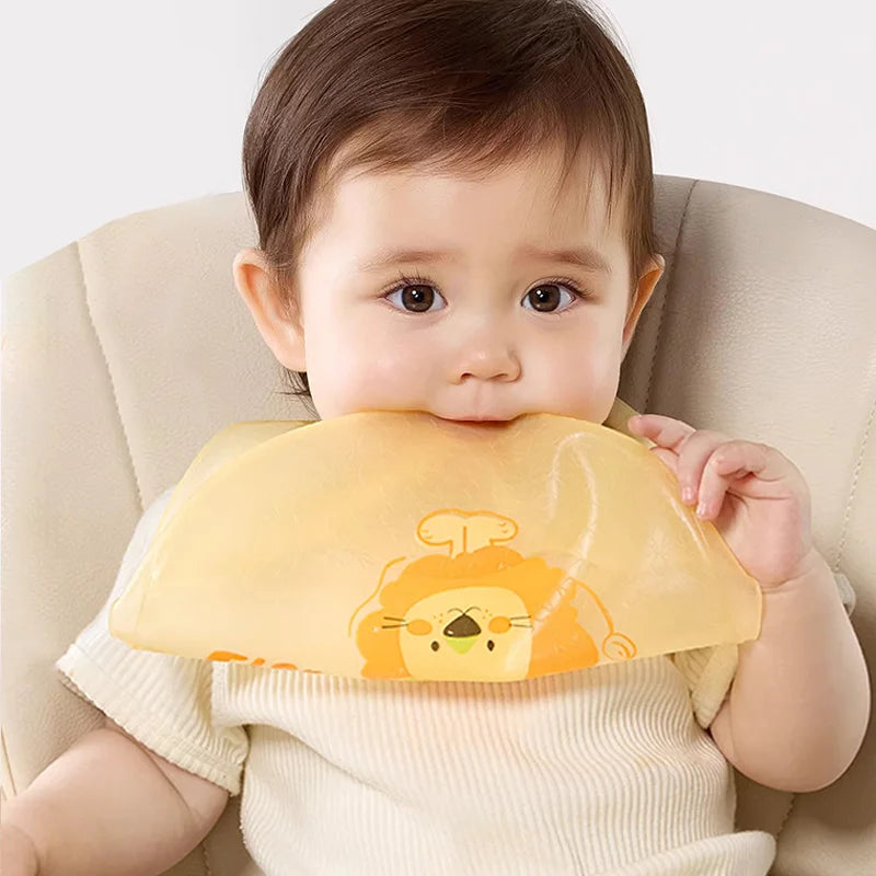 Babero de Silicona AIBEDILA, Impermeable, Ajustable, de Grado Alimenticio, con Diseño de Dibujos Animados, Paño de Regurgitación para Bebés, Niños y Niñas