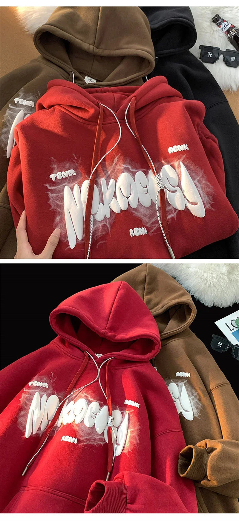 Otoño Goth estampado de letras Sudaderas con capucha para Hombre nuevo Y2K Vintage Sudaderas con capucha Harajuku Casual Sudaderas Hombre ropa de calle Sudadera con capucha