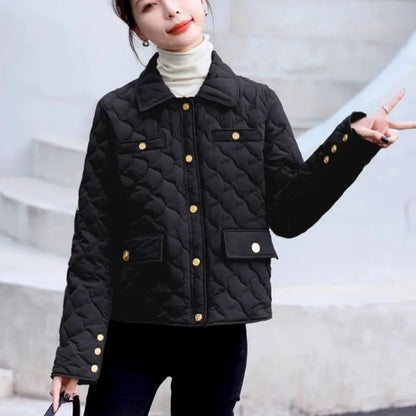 Chaqueta Corta Ligera de Algodón para Mujer, Talla Pequeña, Acolchada, para Invierno, con Cierre de Cremallera, Estilo Moderno