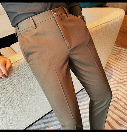 Camisas de vestir de negocios para hombres, pantalones ajustados de traje Social de oficina informal, pantalones de fiesta de boda de alta calidad, ropa de otoño e invierno