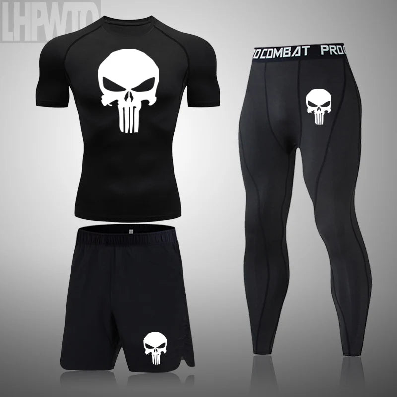 Camiseta deportiva de compresión para hombre, camiseta de entrenamiento físico de secado rápido MMA, ropa deportiva masculina para correr y correr