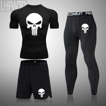 Camiseta deportiva de compresión para hombre, camiseta de entrenamiento físico de secado rápido MMA, ropa deportiva masculina para correr y correr