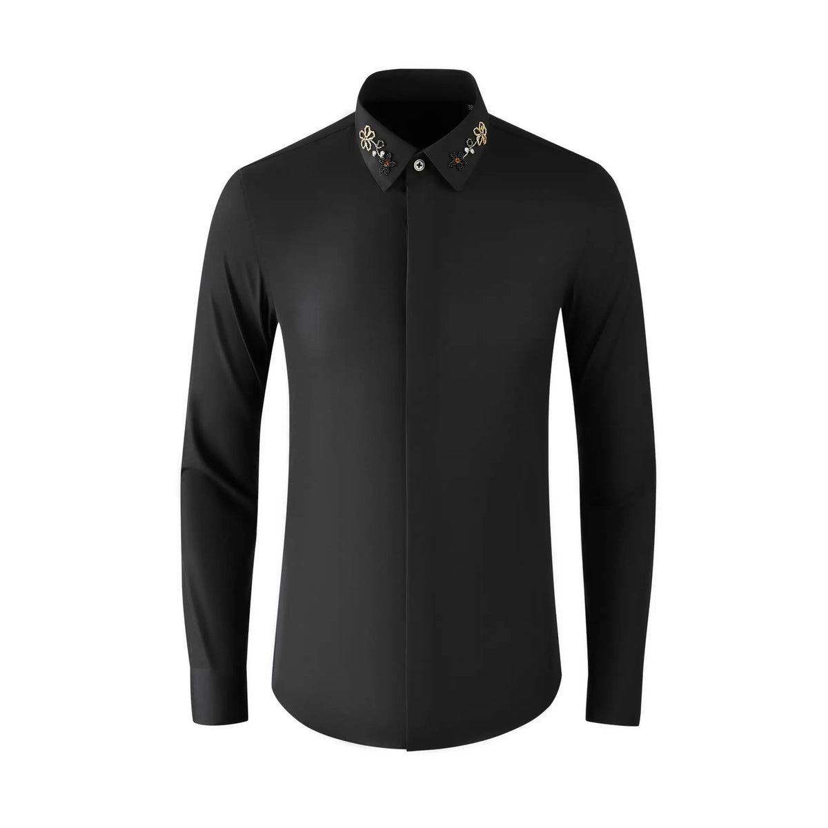 Camisa con cuentas hecha a mano para hombre, camisa de vestir Social de negocios de manga larga, traje informal de algodón de alta calidad para actuación en escenario de estrella
