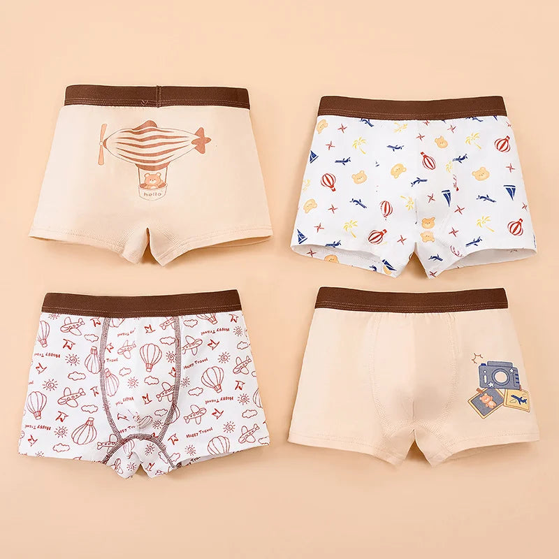 1/2/4/6 Uds. Calzoncillos Boxer para niños, ropa interior de algodón para niños, calzoncillos transpirables para bebés, bragas con estampado de dibujos animados para adolescentes, novedad de 2025