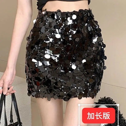 Wrap Hip Club estilo coreano Jupe Femme Y2k Sexy Faldas Mujer Moda 2026 Faldas de lentejuelas negras Mini primavera Otoño Verano