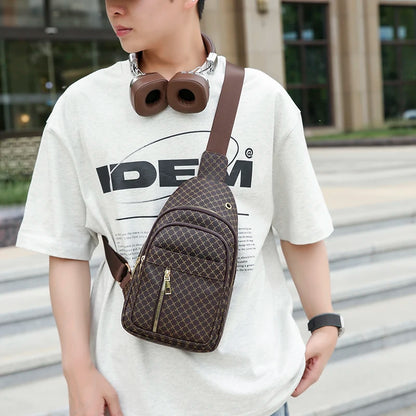 Bolso de pecho de cuero PU ligero con múltiples bolsillos para hombre, bolso cruzado informal Unisex, adecuado para desplazamientos diarios, bolso de hombro