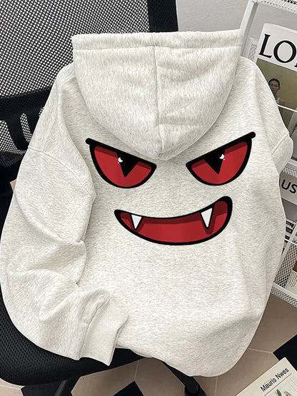 Sudaderas con capucha con estampado de Anime divertido para hombre, sudaderas con capucha de moda Retro americana de Hip Hop, ropa de calle Y2K, Sudadera con capucha de lana estampada