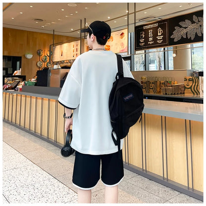 Nuevo conjunto de chándal de gran tamaño para hombre, camisetas geniales de verano, pantalones cortos deportivos, conjuntos de 2 piezas, trajes de moda, ropa para hombre 2025