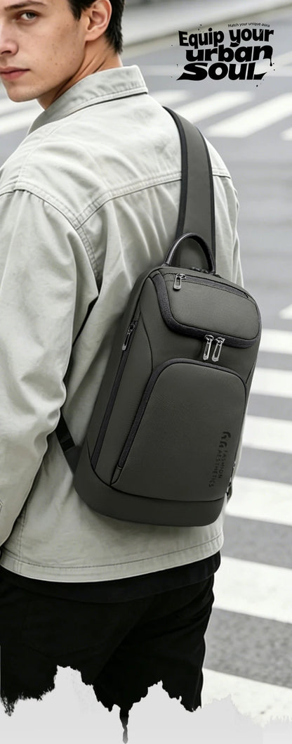 Bolso de hombro multifunción HK para hombre, bolso cruzado impermeable, apto para iPad de 11 pulgadas, bolso bandolera ligero para viajes al aire libre
