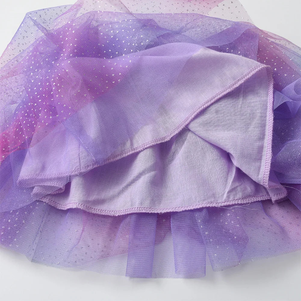 VIKITA, minifalda de malla de tul púrpura degradado con purpurina para niñas, fiesta de cumpleaños para niños, princesa, ropa informal diaria, falda esponjosa brillante