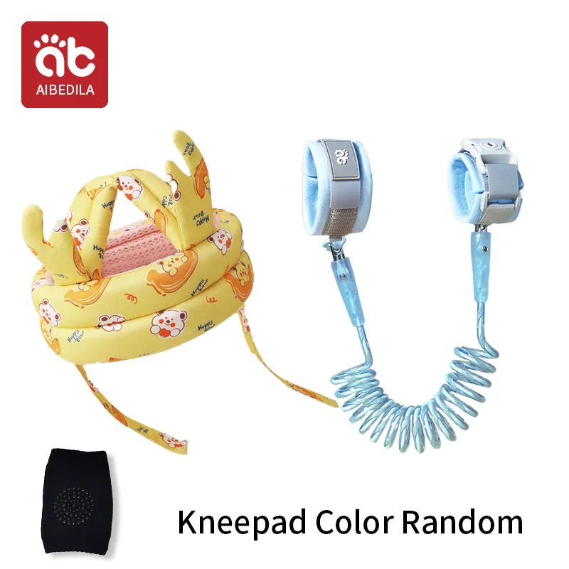 Casco de seguridad para bebés, protección para la cabeza, almohadilla anticaídas ajustable para niños pequeños, gorra anticaídas para aprender a caminar, cadena antipérdida