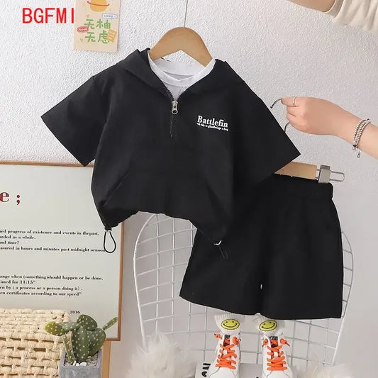 Conjunto de Verano para Niños 2026, Ropa Delgada para Niños, Protección Solar, Sudadera de Manga Corta + Pantalones Cortos, Conjunto de Dos Piezas