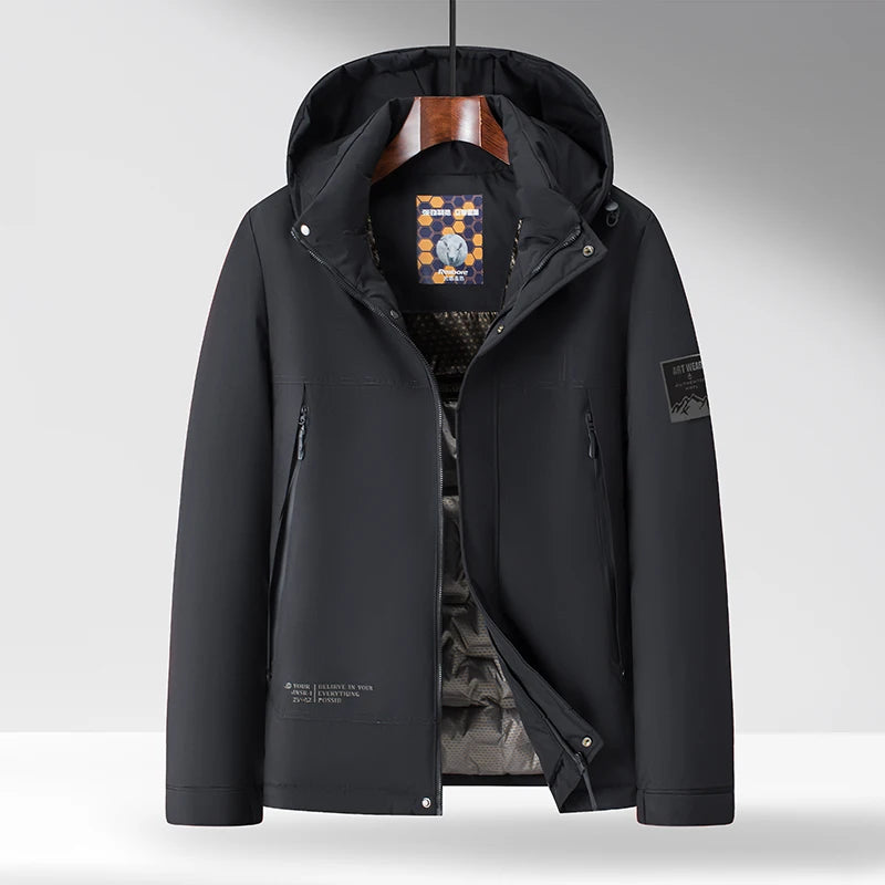 Chaqueta de algodón de mezcla de lana verde fluorescente de invierno 2025 para hombre - Chaqueta acolchada de algodón verde fluorescente (negro/rojo/caqui)