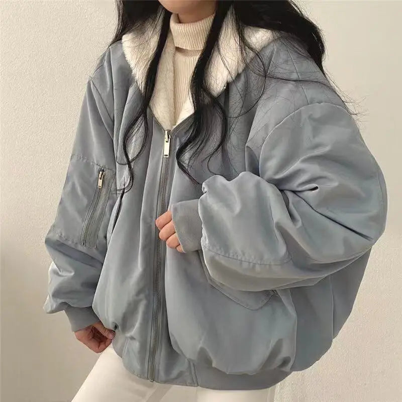Lamb Fur Jacket Women's Autumn Winter Thickened Double-Sided Wear Cotton Coat Winter New Style Cotton Padded Hat Thick Cotton...