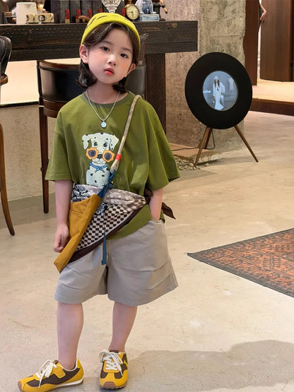 Novedad de verano, camiseta holgada con estampado de dibujos animados de estilo coreano para niños, camiseta de manga corta p...