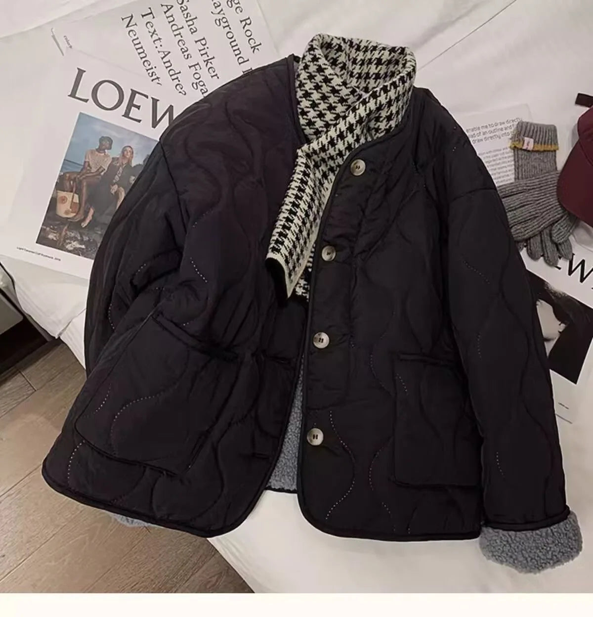 Chaqueta de algodón gruesa con forro de piel de cordero para mujer, ropa de abrigo para primavera y otoño, estilo informal, c...
