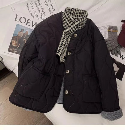 Chaqueta de algodón gruesa con forro de piel de cordero para mujer, ropa de abrigo para primavera y otoño, estilo informal, c...