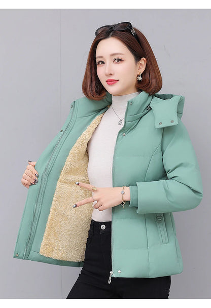 Chaqueta de algodón con forro polar grueso para mujer ENYW, abrigo informal holgado de invierno, ropa cálida para mamá, manga...