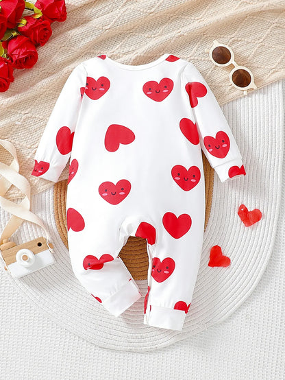 2025 Mamelucos de manga larga para niña nueva de verano con estampado de corazón